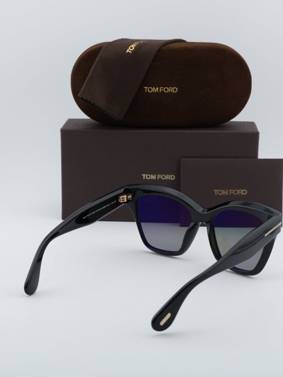 Tom Ford Elvira FT1217 01R Cat Eye Sunglasses - Black/Green Polarized